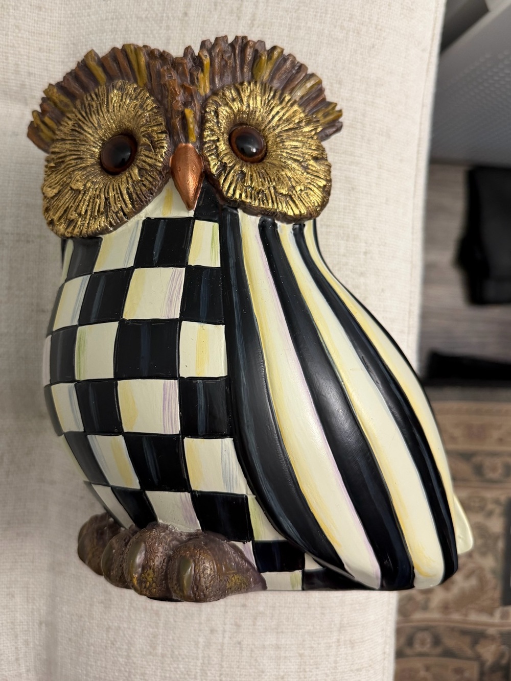 Mackenzie Childs Courtly Stripe Owl Figurine